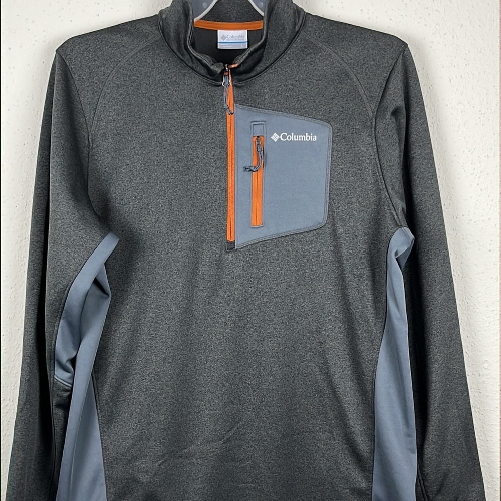Columbia mens long sleeve sweater gray size L cowl neck half zip